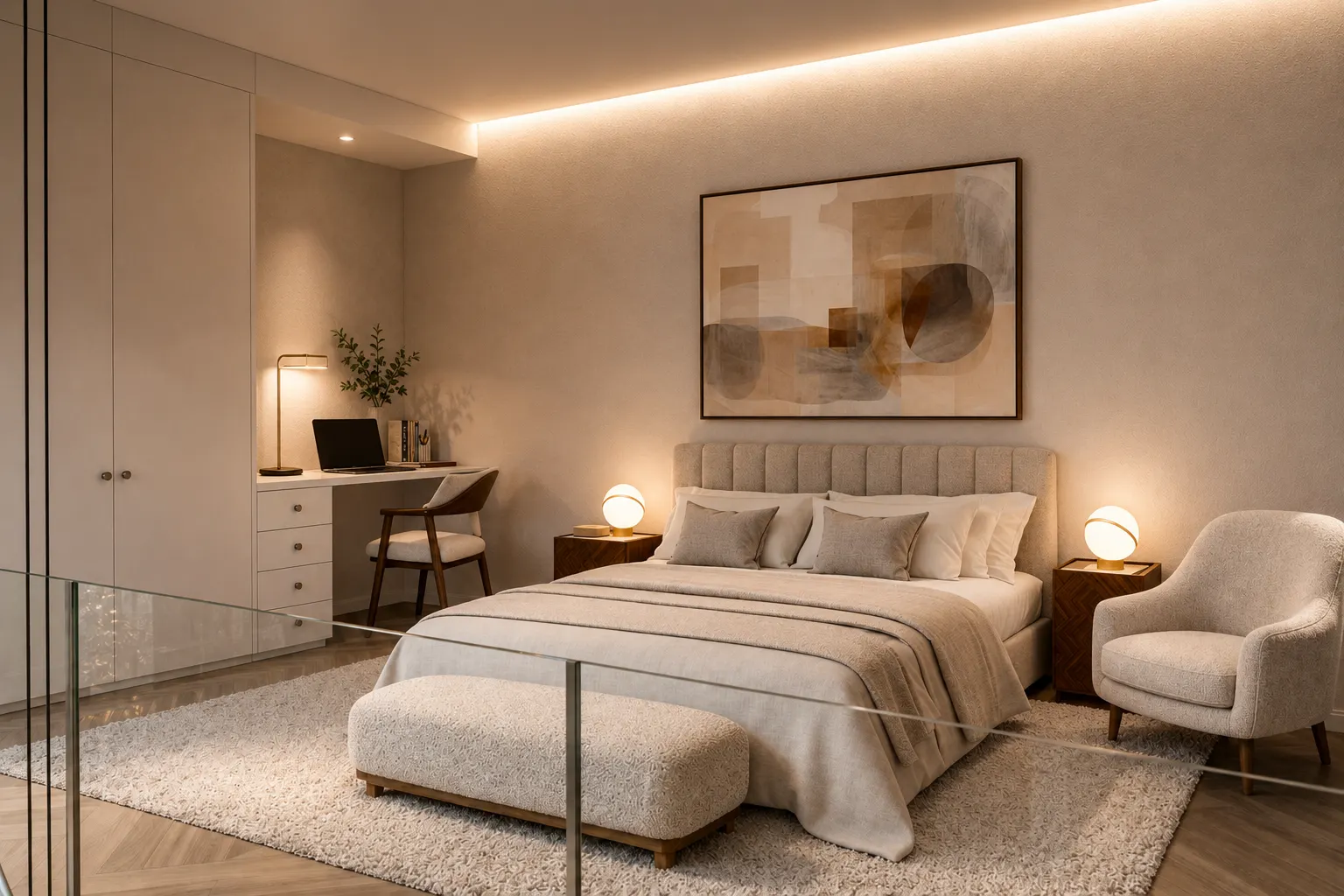 Quarto de um apartamento T1 Duplex