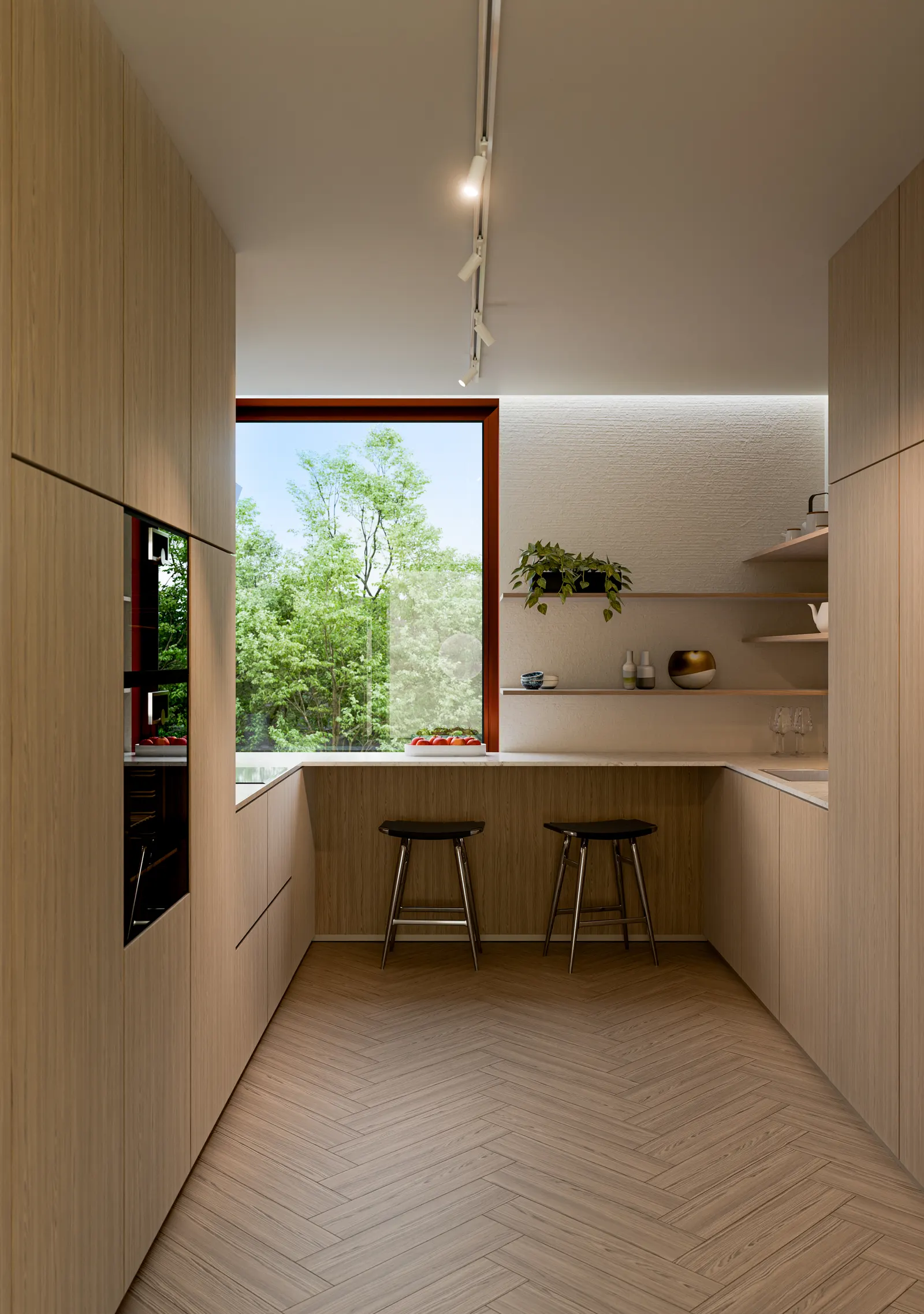 Cozinha de um apartamento T3, acabamento em madeira
